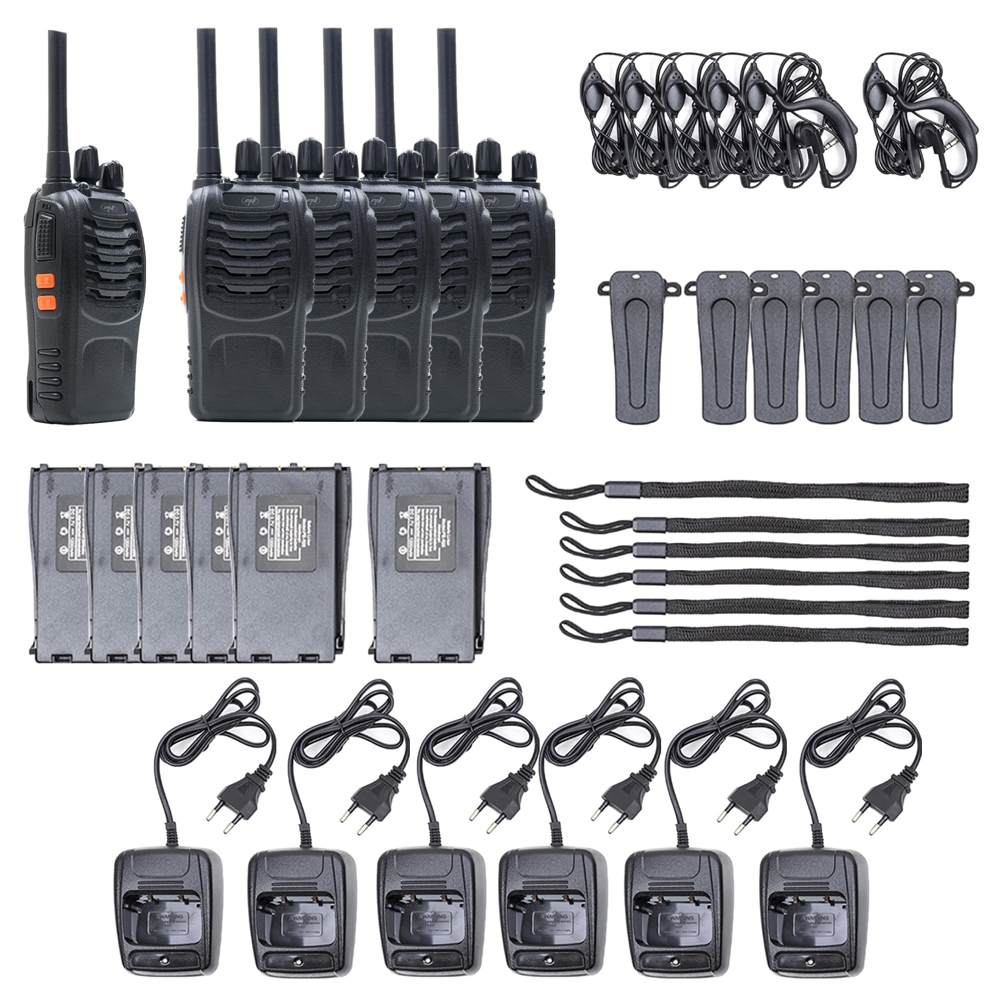 PNI PMR R40 Pro Paquet 6 Radios Portables Piles Chargeurs Écouteurs