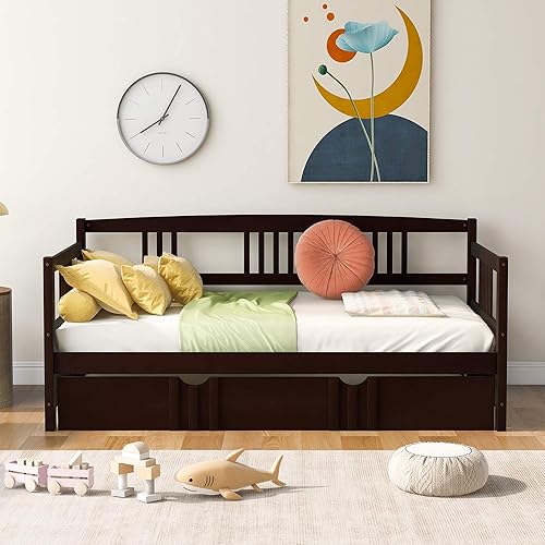 Miniatura 3 de Bellemave Sofá cama de tamaño individual con cama nido, marco de madera individual con un nido para niños, niñas, adolescentes y adultos, no