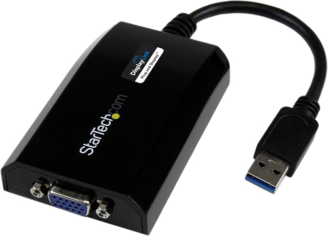 StarTech.com USB 3.0 to VGA Display Adapter 1920x1200 1080p, DisplayLink Certified, Video Converter w/ External Graphics Card - Mac & PC (USB32VGAPRO), Black