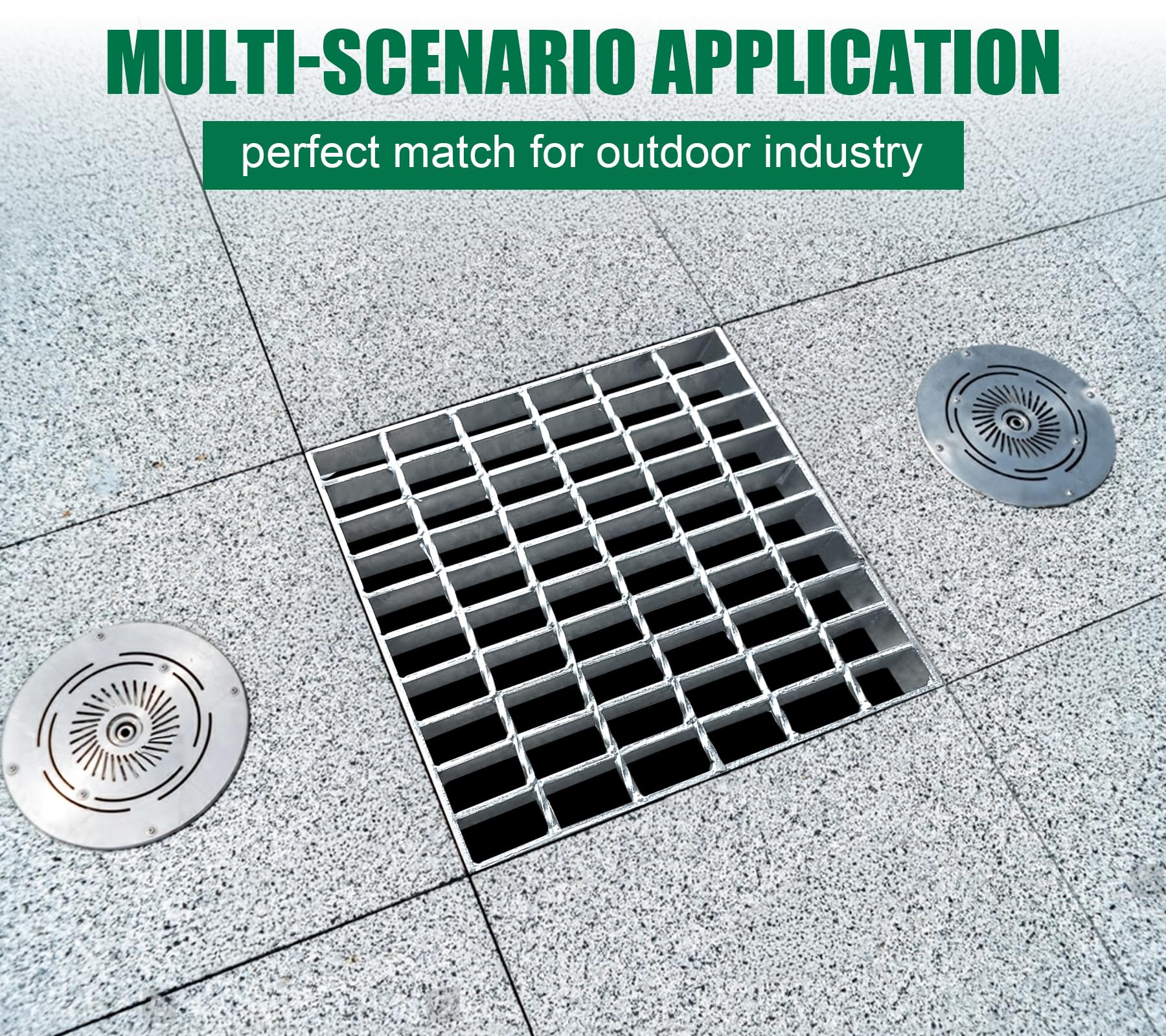 Natotela Galvanized Steel Drain Grating 300x300x30mm Durable Heavy Duty Metal Grating Square Gully Grid for 12" Square Catch Basin Outdoor Drainage Grates Thick for Garage Sewer Downspout Driveway - Image 4