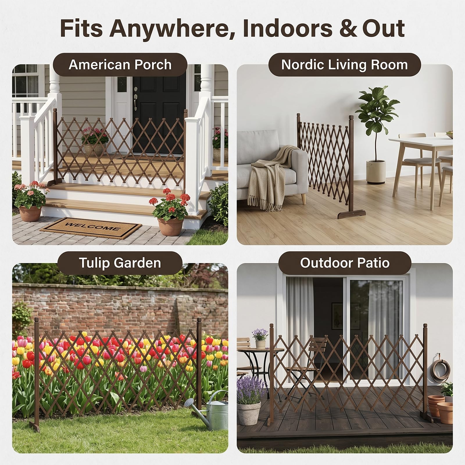 Amazon.com : MyGift Expandable Garden Trellis, Solid Wood Freestanding  Lattice Panels for Outside, Decorative Lattice Fence Trellis for Climbing  Plants Outdoor, Brown : Patio, Lawn & Garden