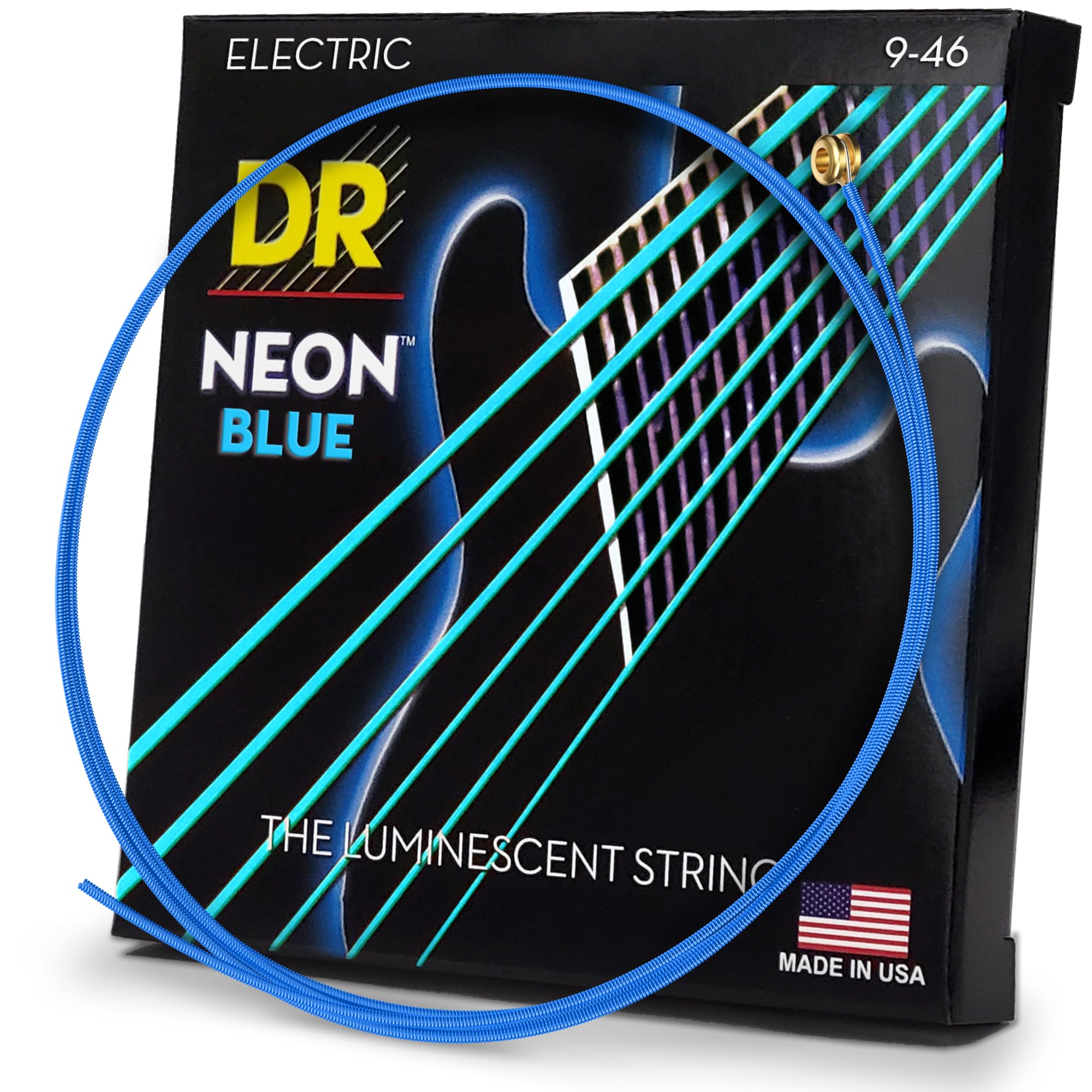 NBE946 9-46 Lite and Heavy Set Handmade Neon Hi-Def Blue Coated Electric Strings