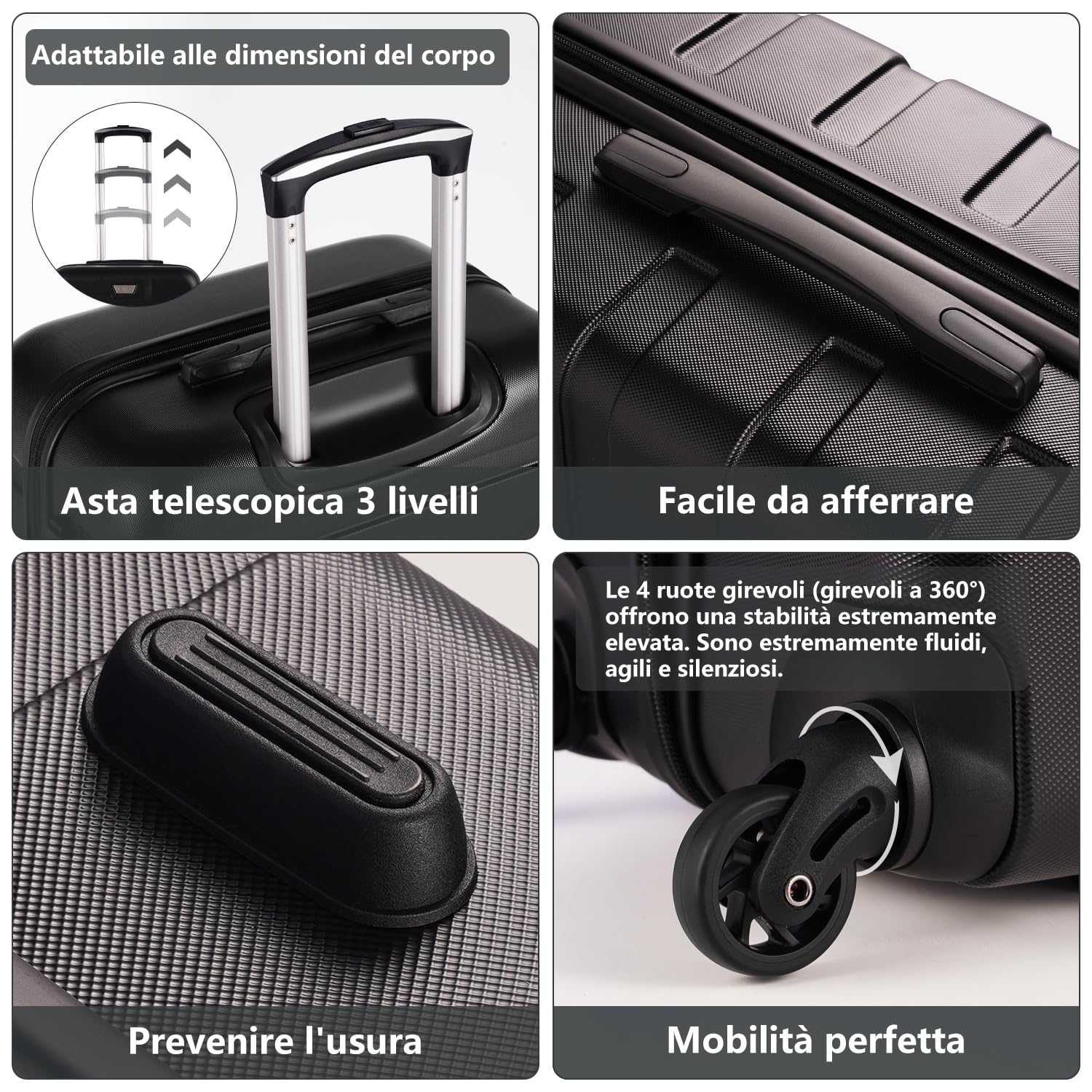 COOLIFE Valigia media, 67cm L,PC+ABS, valigia da viaggio con ruote girevoli | Cerniera YKK, lucchetto TSA, guscio rigido leggero ma robusto, ideale per vacanze, crociere e periodi di studio all'estero