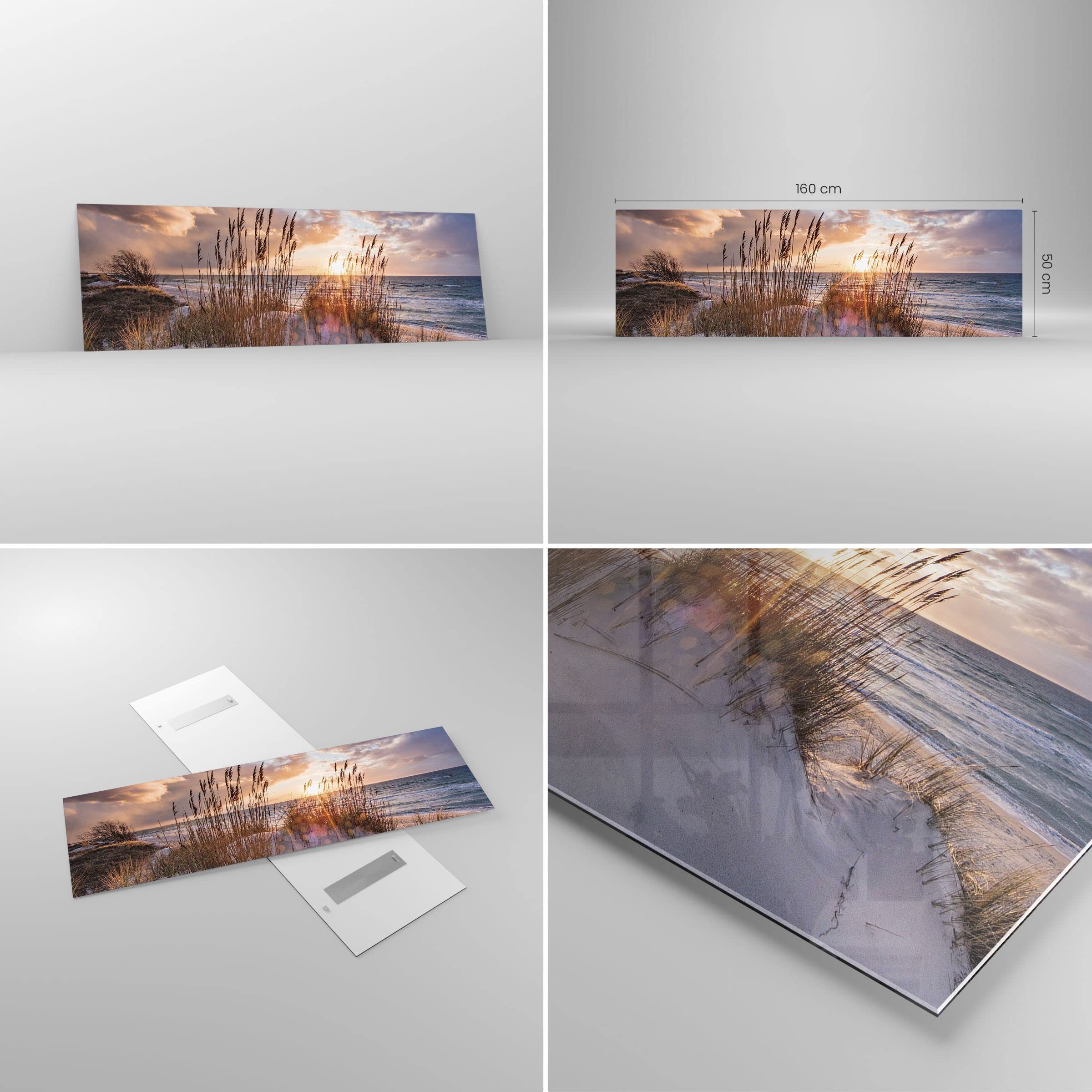Panorama Bilder auf Glas 160x50cm Glasbild Westen auf der Strand Groß XXL Wanddeko Bild im Glas Schlafzimmer Küche Wandbilder Dekoration Wohnzimmer Modern Wall Decor Wand Kunstdruck Art GAB160x50-4710