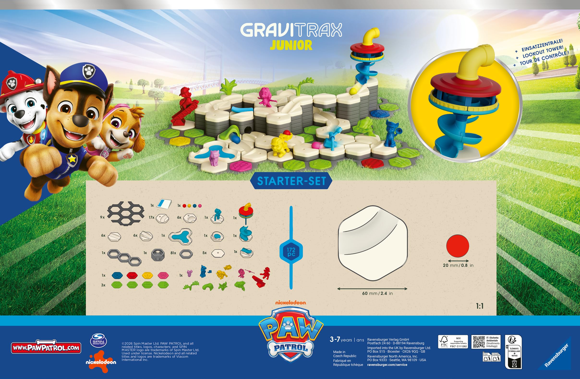 Ravensburger GraviTrax Junior PAW Patrol Starter-Set XXL 12020007 - Kugelbahn ab 3 Jahre - Murmelbahn und Konstruktionsspielzeug für Kinder - PAW Patrol Geschenk für Jungen und Mädchen