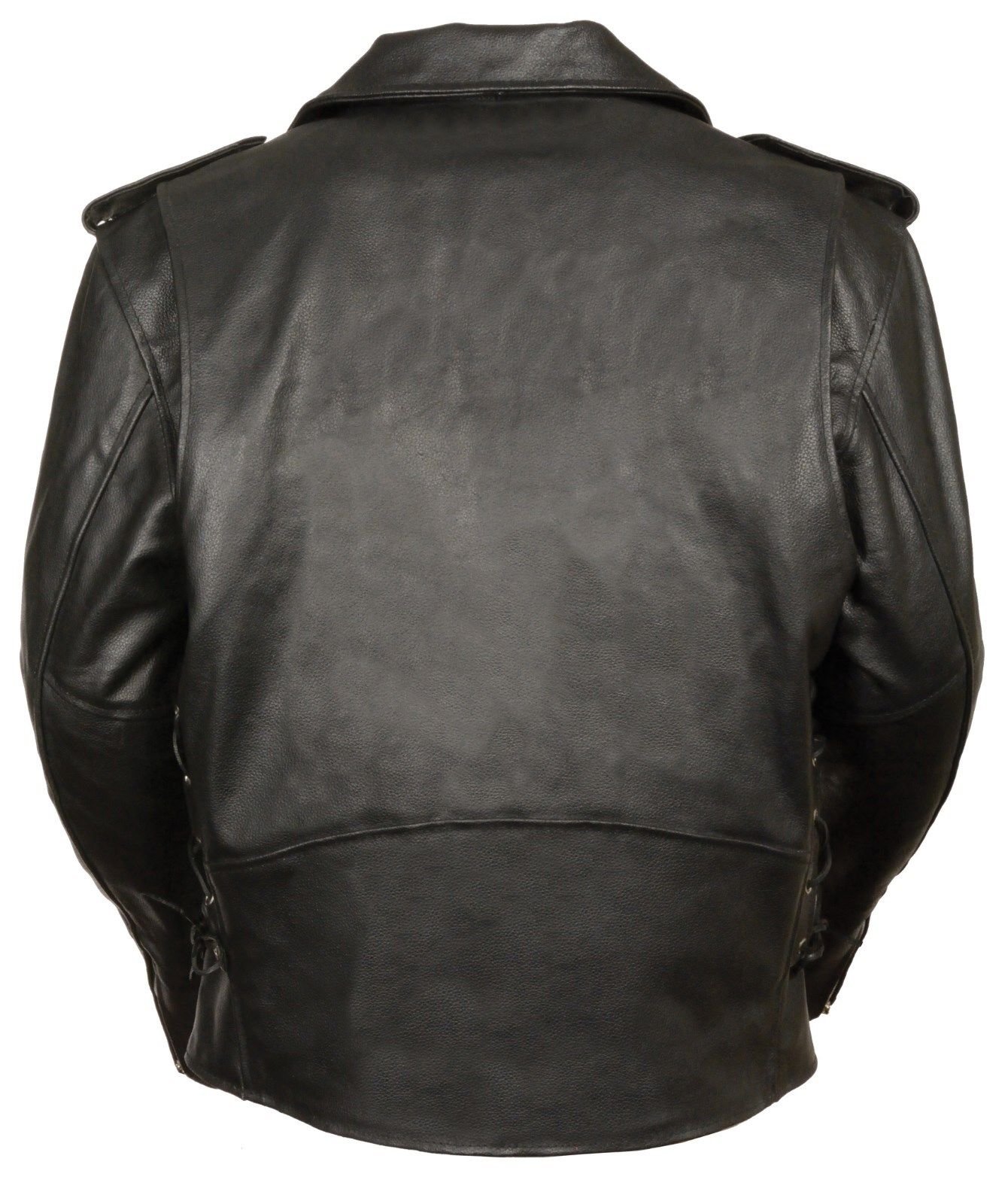 Event Men's Motorcycle MC Police Style Leather Jacket with Side Laces Cow Leather (M Regular)