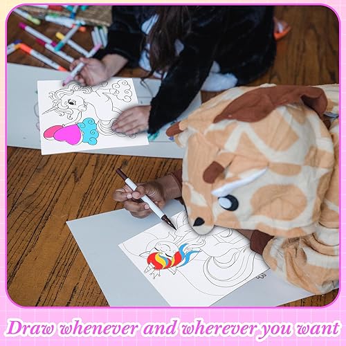 Miniatura 4 de Sherr Juego de 12 lienzos predibujados para adultos, lindo lienzo impreso para pintar, juego de lienzo temático para recuerdos de fiesta (unicornio,