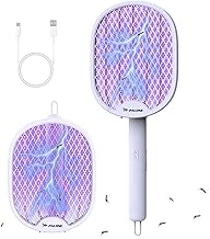 PALONE Racchetta Zanzare Elettrica 4000V, Lampada UV Antizanzare 2 in 1, Trappola per Insetti USB Ricaricabile, Repellente Zanzare per Interno Esterno, Pieghevole per Casa, Giardino e Viaggi