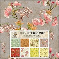 Vista 16 de Paquete de papel para decoupage (24 hojas 15x15 cm) Rosa Meadow de Amapolas # Papel vintage con patrón estilizado para decoupage, manualidades