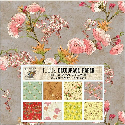 Vista 9 de Decoupage - Paquete de papel (24 hojas de 6 x 6 pulgadas), patrón de flores de neón FLONZ, papel de estilo vintage para decoupage, manualidades