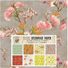 Decoupage Paper Pack 24 Sheets 6"x6" Japanese Flowers FLONZ Vintage Styled Paper for Decoupage, Craft and Scrapbooking