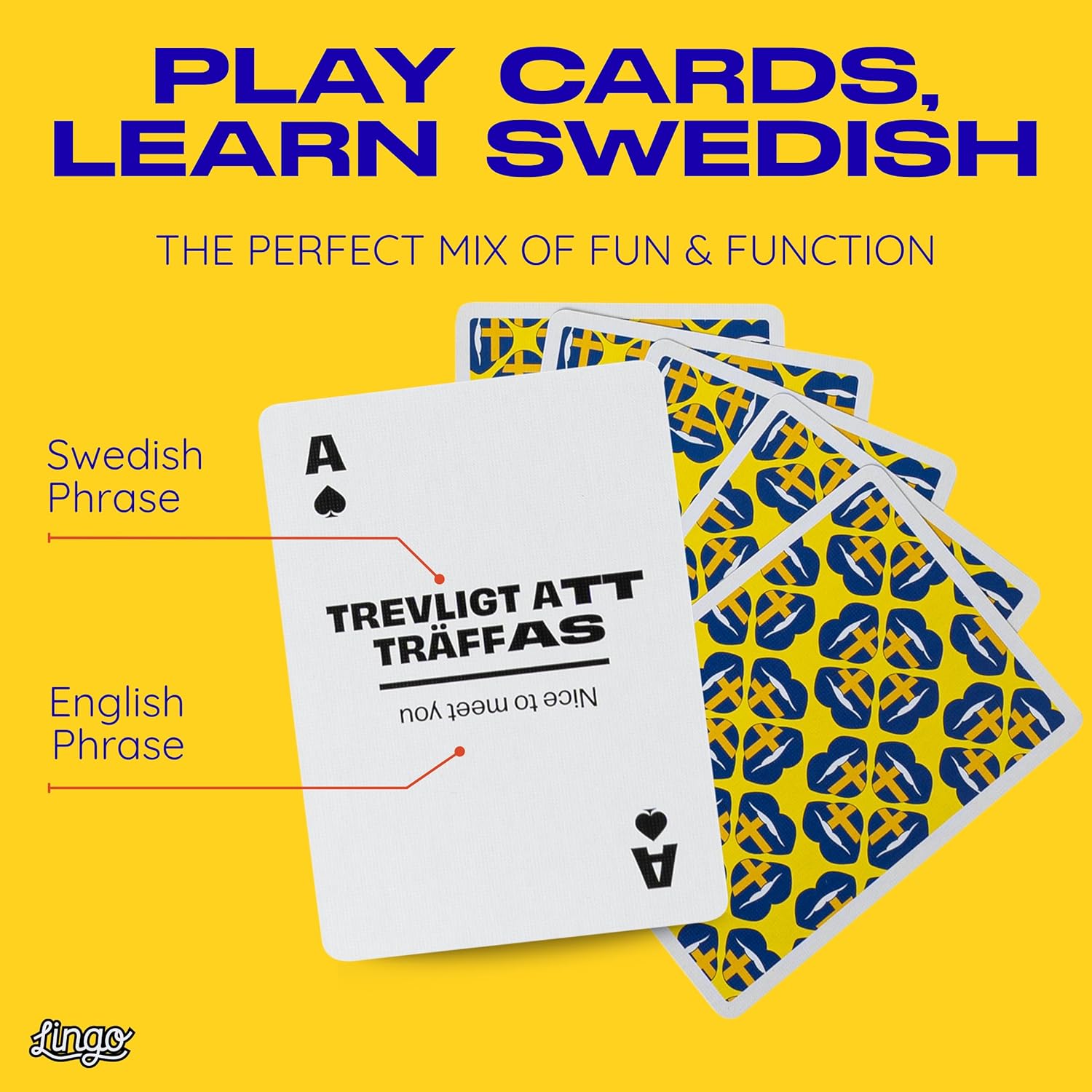 Swedish Lingo Playing Cards in Wayfarer Tin Box | Travel Flashcards | Learn Swedish Vocabulary in A Fun & Easy Way | 52 Essential Translations - Image 2