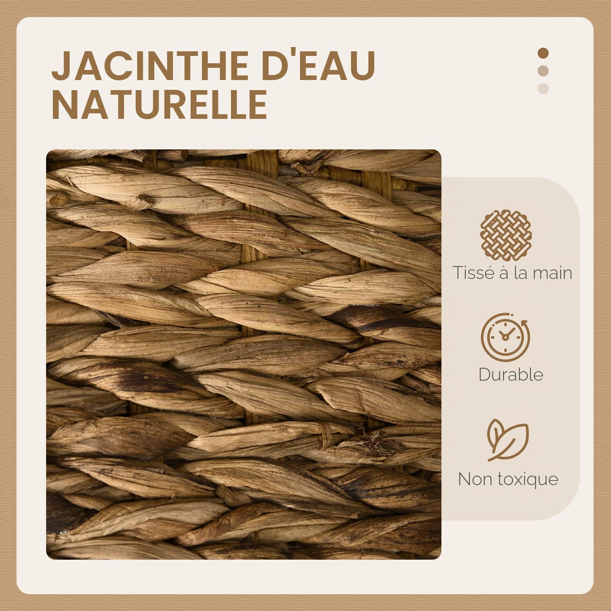 PawHut Tonneau à chat, 73 cm de haut, avec 3 niches, arbre à chat avec coussin, en jacinthe d'eau, pour chat jusqu'à 3,5 kg, marron clair