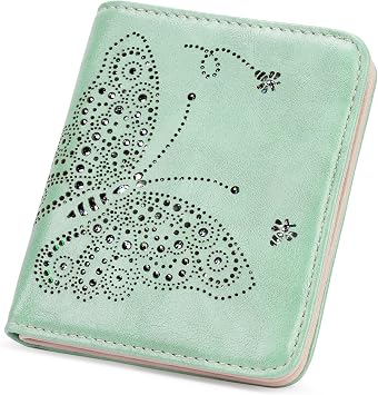KITEVIUN Small RFID Wallet Women Ultra Thin Slim Womens Wallet Mini Compact Bifold Pocket Ladies Wallets for Women, 03-Peppermint Mambo Green, Modern