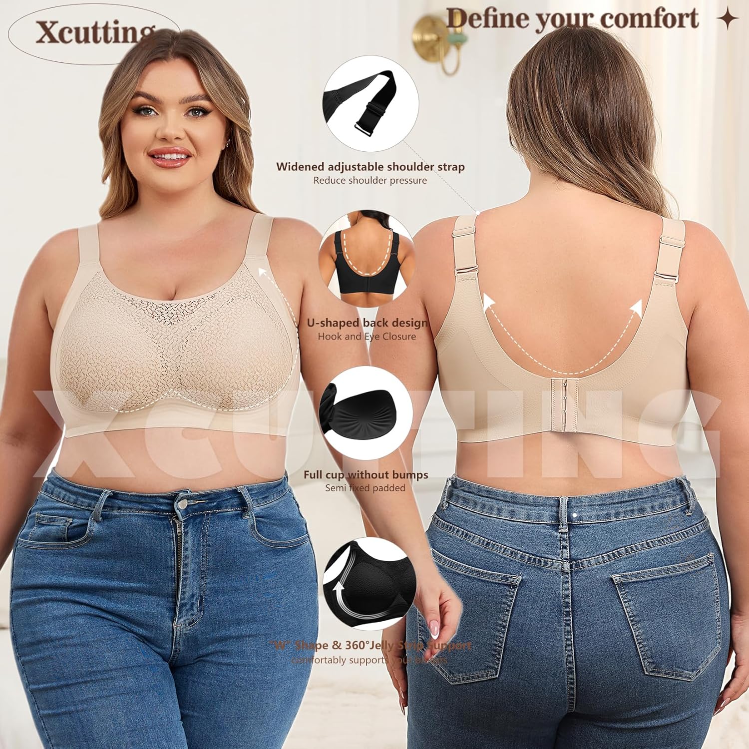 Lace Women's Seamless No Underwire Bra Soft Wireless Comfort Bralettes Full Coverage Bralette Everyday T-Shirt Bra - Image 2