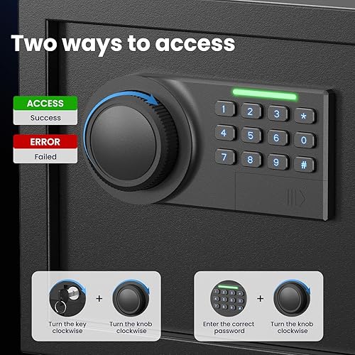 Miniatura 4 de Grimtron Caja fuerte para pistola (1.72 pies cúbicos) para múltiples estantes de pistolas y organizador de puertas, caja de dinero con modo