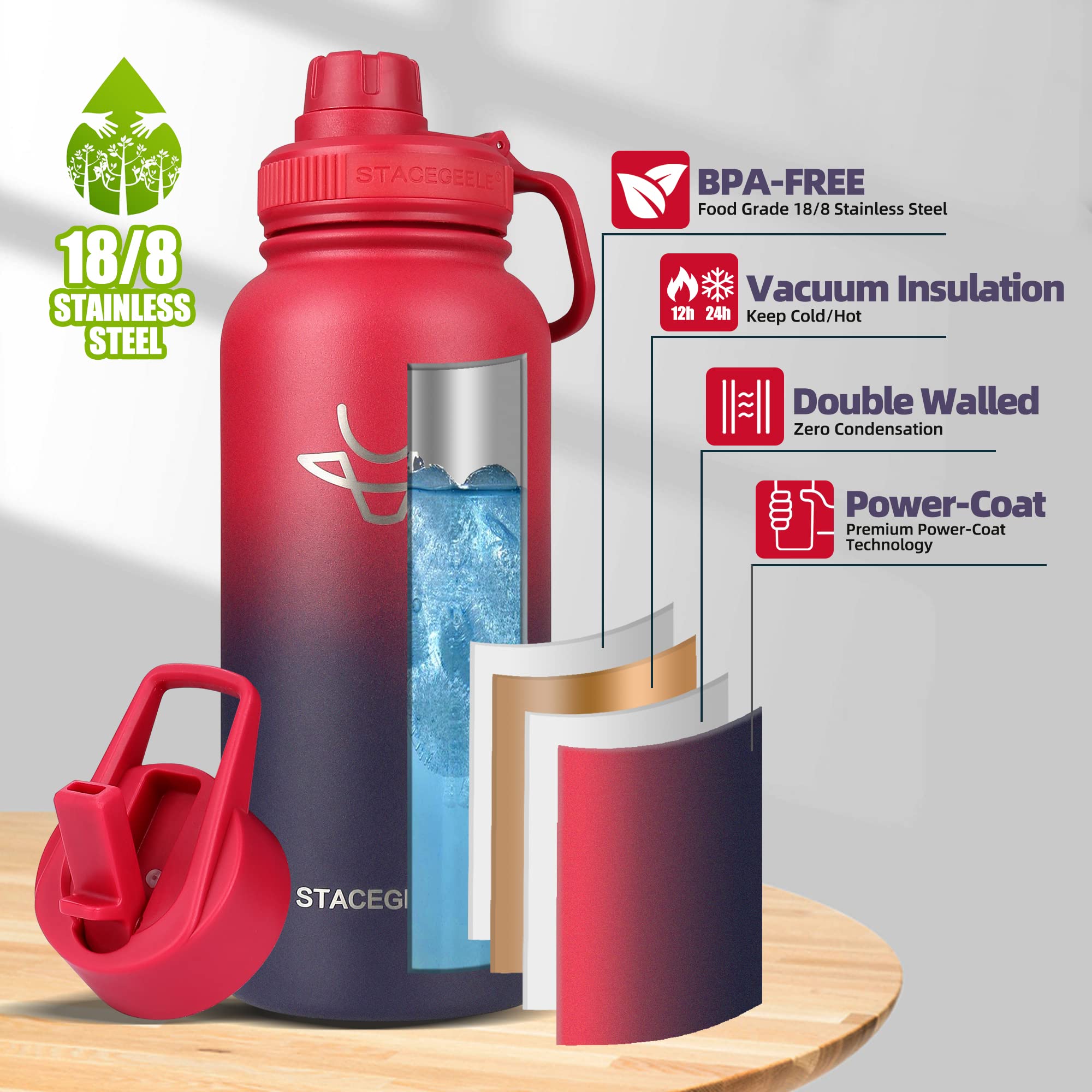 Hydro Flask - Bouteille de voyage avec paille Flex large 946