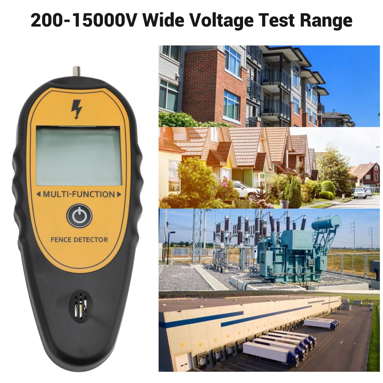 Tester di tensione per recinzione elettrica 15KV, rilevatore di guasti portatile con display digitale, rilevatore di recinzione ad ampio intervallo di tensione per giardino di