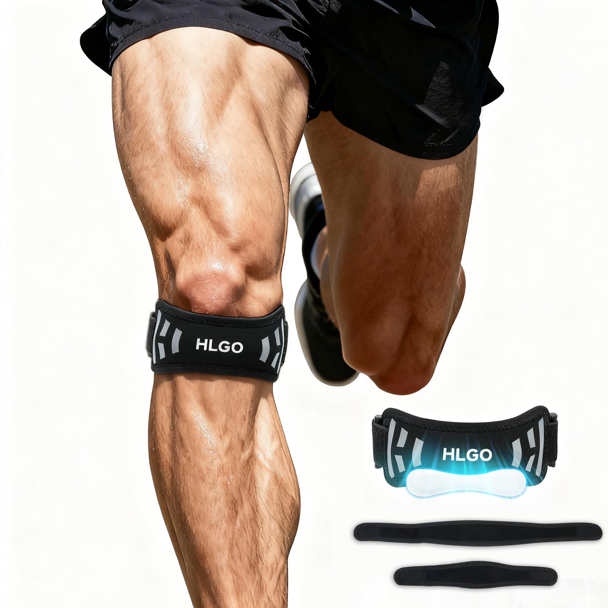 HLGO Fascia Rotulea Regolabile – Tutore Ginocchio Per Tendinite E Ginocchio Del Saltatore – Circonferenza 33-46 Cm - 3