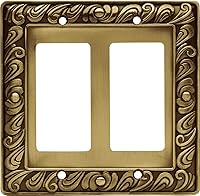 Vista 9 de Franklin Brass Paisley (3-Pack) Cubiertas de salida Latón antiguo pulido Placa de pared de 1 banda Placas de interruptor dúplex únicas de protección