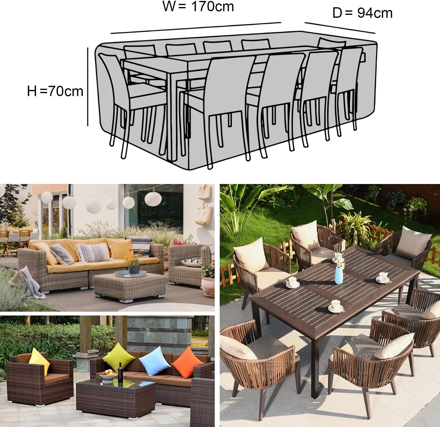 YoungBee Garden Furniture Covers,Outdoor/Patio Rattan Furniture Covers ...