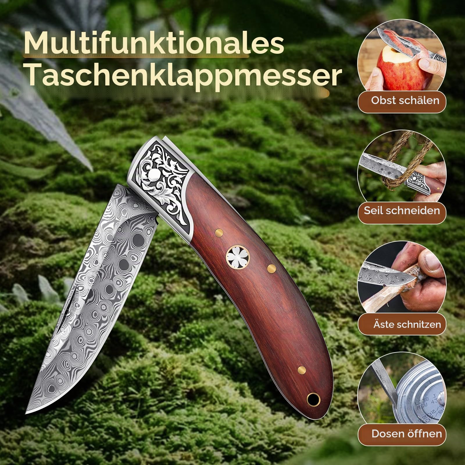 Freelander Taschenmesser Klappmesser Outdoor Klein Klappmesser, Braun
