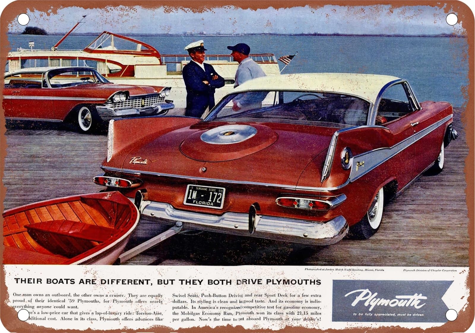 Miaomansenstore Metal Sign - 1959 Plymouth Vintage Ad 01 - Old Retro Rusty Look Home Decor