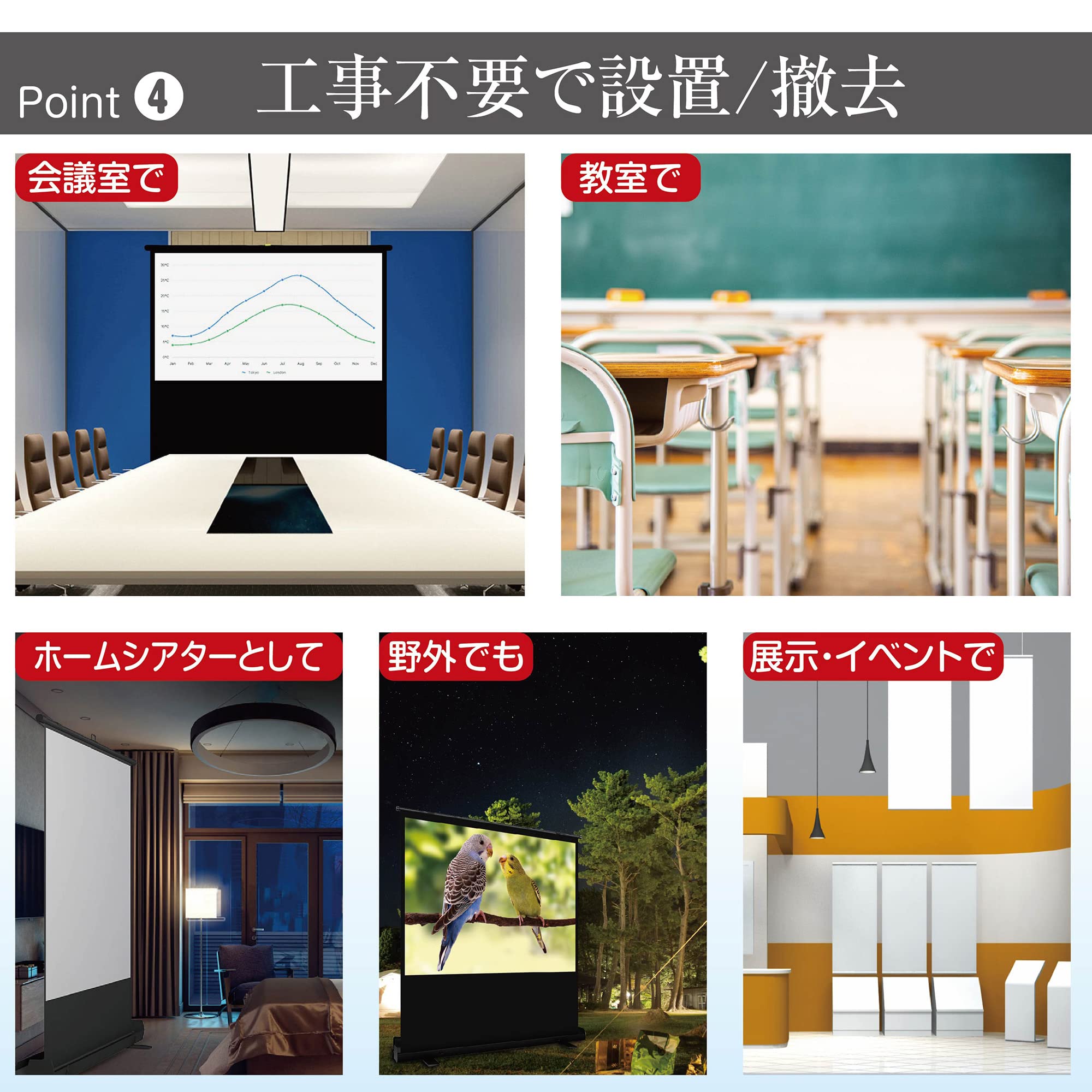 Amazon | TOP・STAR プロジェクタースクリーン 100インチ 16:9 マット 