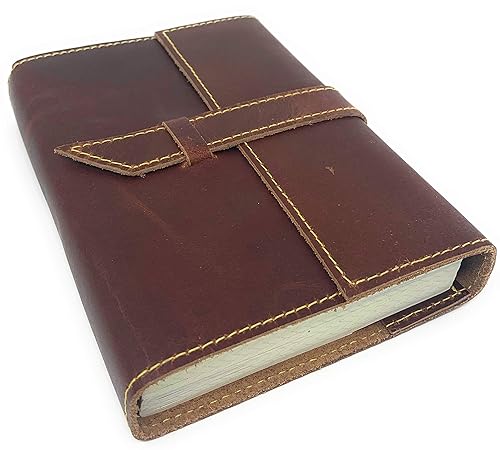 Tuk Tuk Press, diario de piel de búfalo hecho a mano, acabado suave marrón de lujo, 200 páginas de algodón reciclado grueso sin árboles, rellenable,