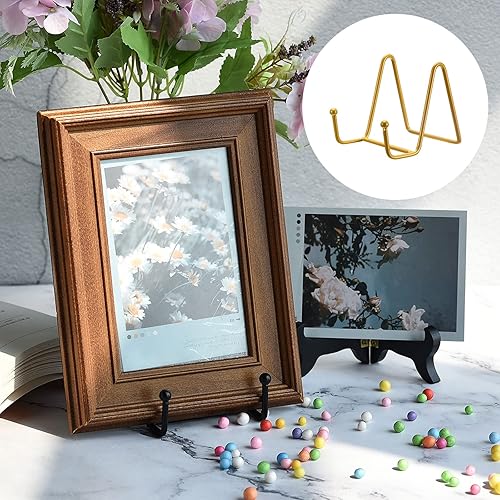 Miniatura 10 de uxcell Soporte de placa para exhibición, 5 soportes de placa de caballete de hierro de 3 pulgadas, soportes de exhibición de placas decorativas de