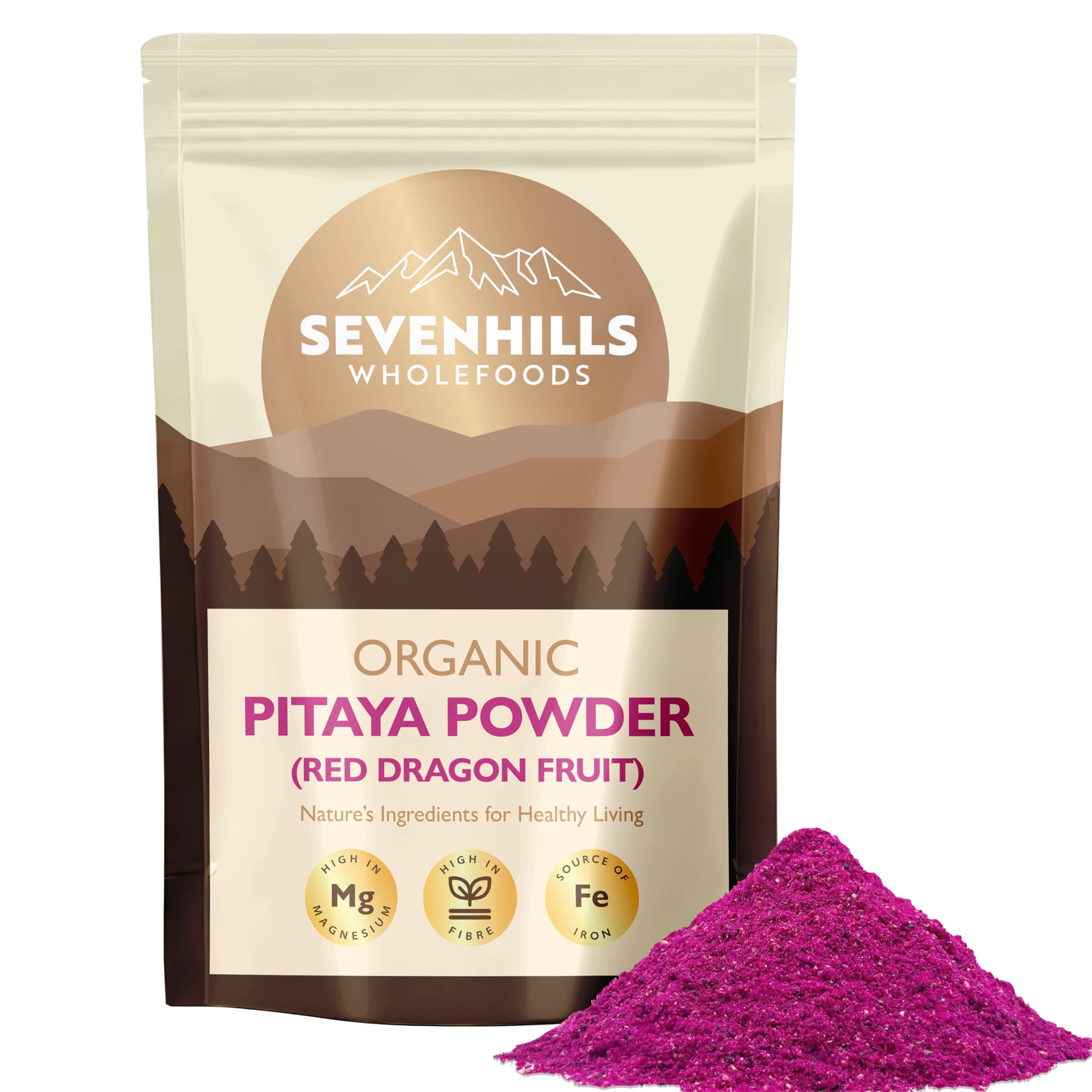 Sevenhills Wholefoods Organic Pink Dragon Fruit (Red Pitaya) Powder 100g for Smoothies, Juices, Desserts, Cakes & Yoghurt | Natural Pink Colouring | Freeze-Dried | Highly Concentrated