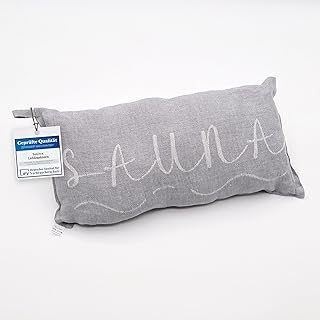 1 Premium Saunakissen Lieblingskissen Reisekissen | Design: BANGA | Maße: 45 x 22 cm, 100% Leinen Hängematte, Strand oder Picknick (grau/Weiss)