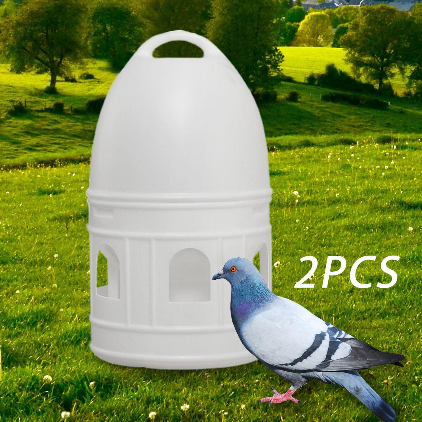 Gralara Comedero Automático para Pájaros, Dispensador de Alimento Colgante para Palomas, Accesorios para Jaula de Pájaros como Loro y Canario