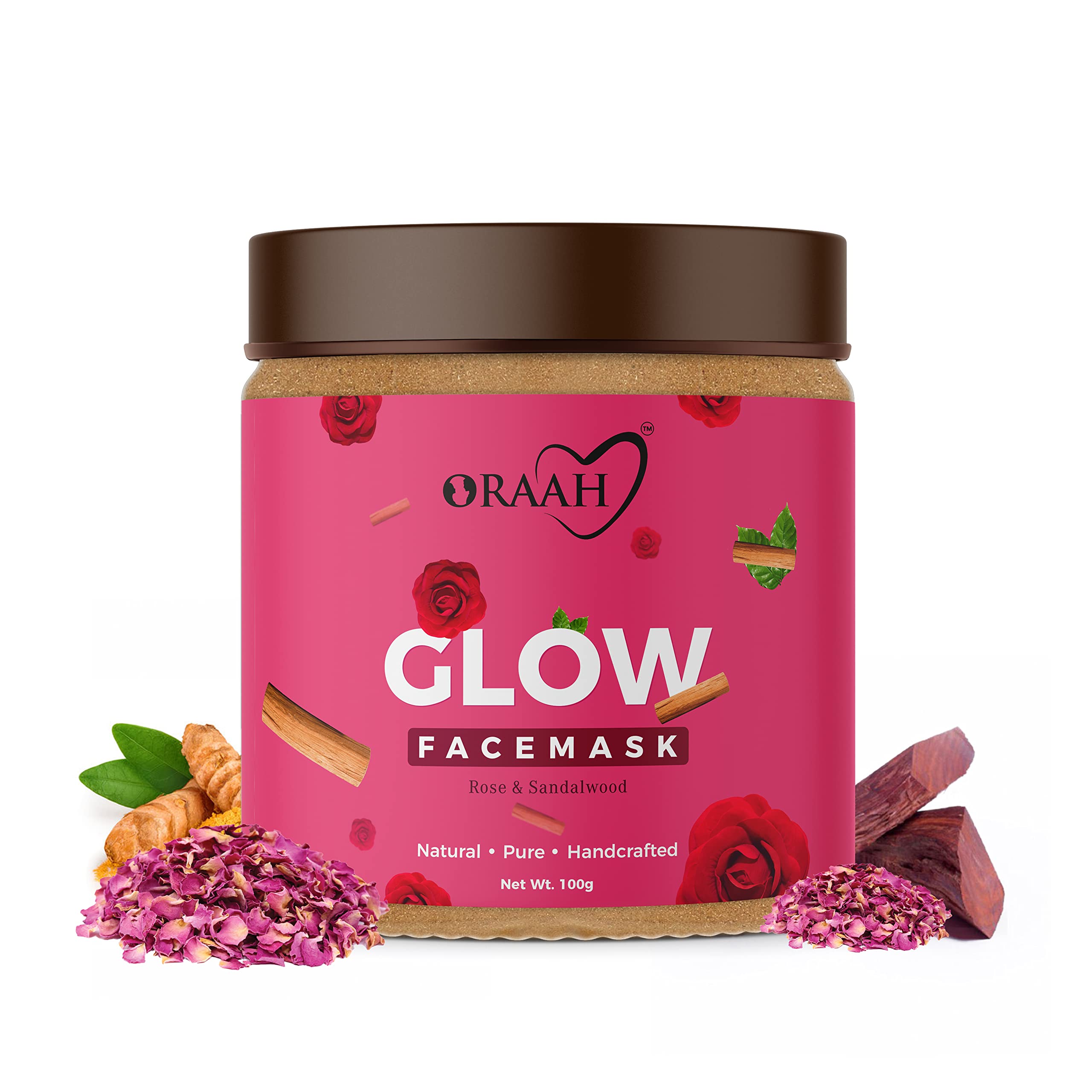 Oraah Glow Face Pack | 100% Natural | Moisturizing, Softening Face Pack | Adds Glow & Brightens Skin | 100gm