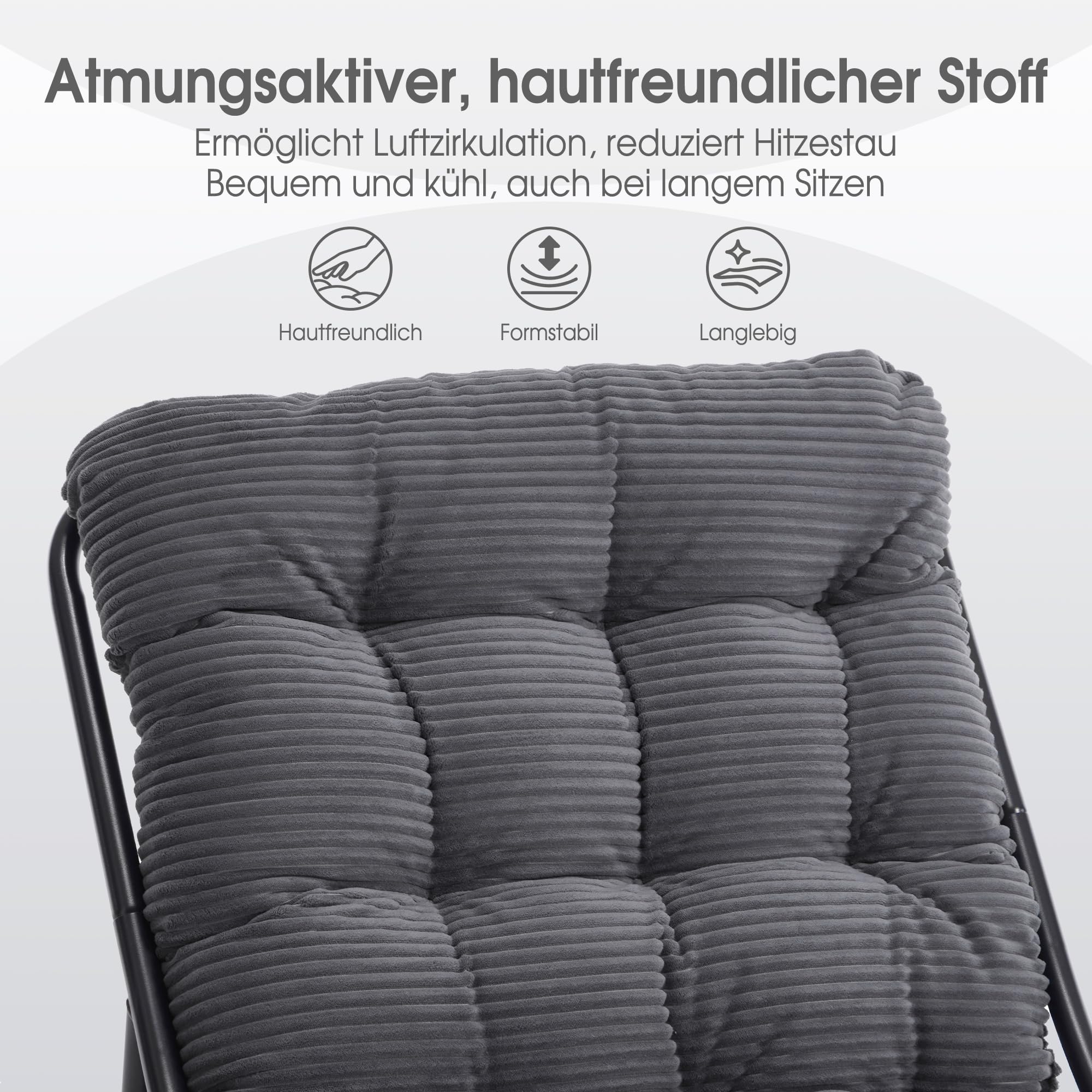Ohrensessel mit Hocker, Bequemer Lesestuhl, Ergonomischer Lounge-Stuhl für Wohnzimmer, Schlafzimmer oder Büro auch für Terrasse, Balkon, Garten, Indoor & Outdoor, Marineblau, Dunkelgrau