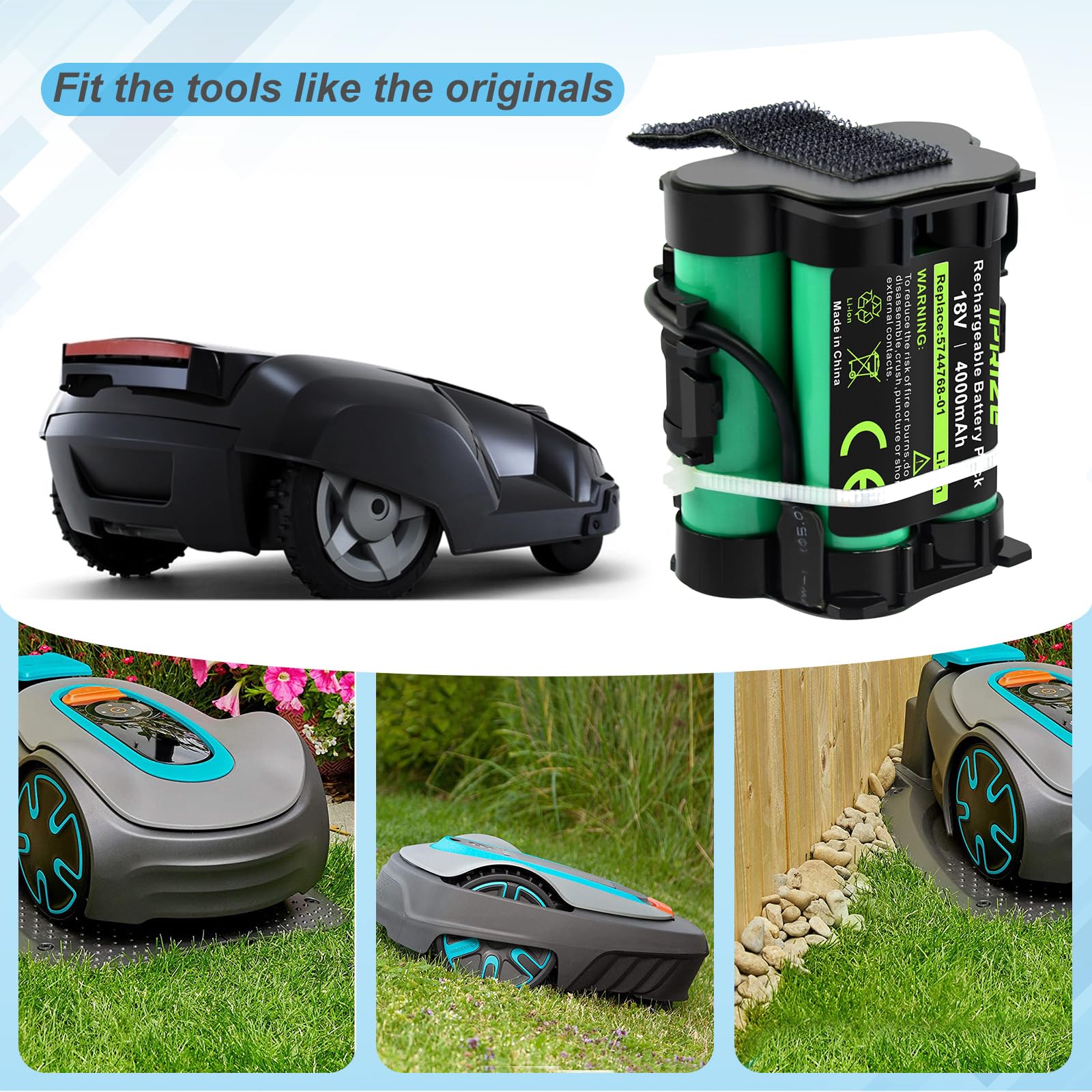 18V 4000mAh Li-ion Ersatzakku Kompatibel mit Gardena Mähroboter R38Li R40Li R45Li R50Li R70Li R75Li R80Li, für Husqvarna Automower 105, 305, 308, 308X, für Flymo Robotic Lawnmower 1200R