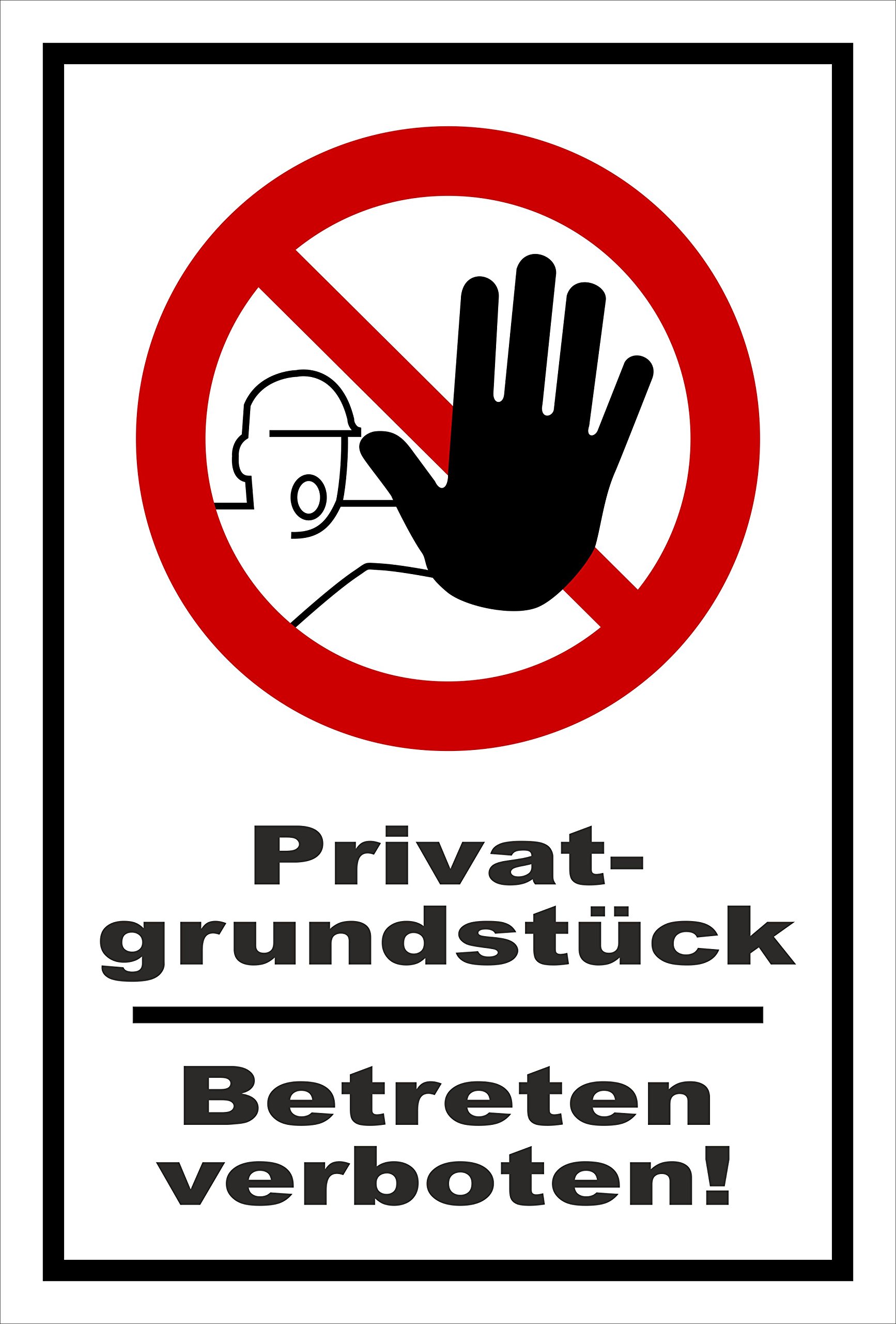 Schild Verbotszeichen - Privatgrundstück – 60x40 cm – 3mm Aluverbund – mehrere Größen/Materialien