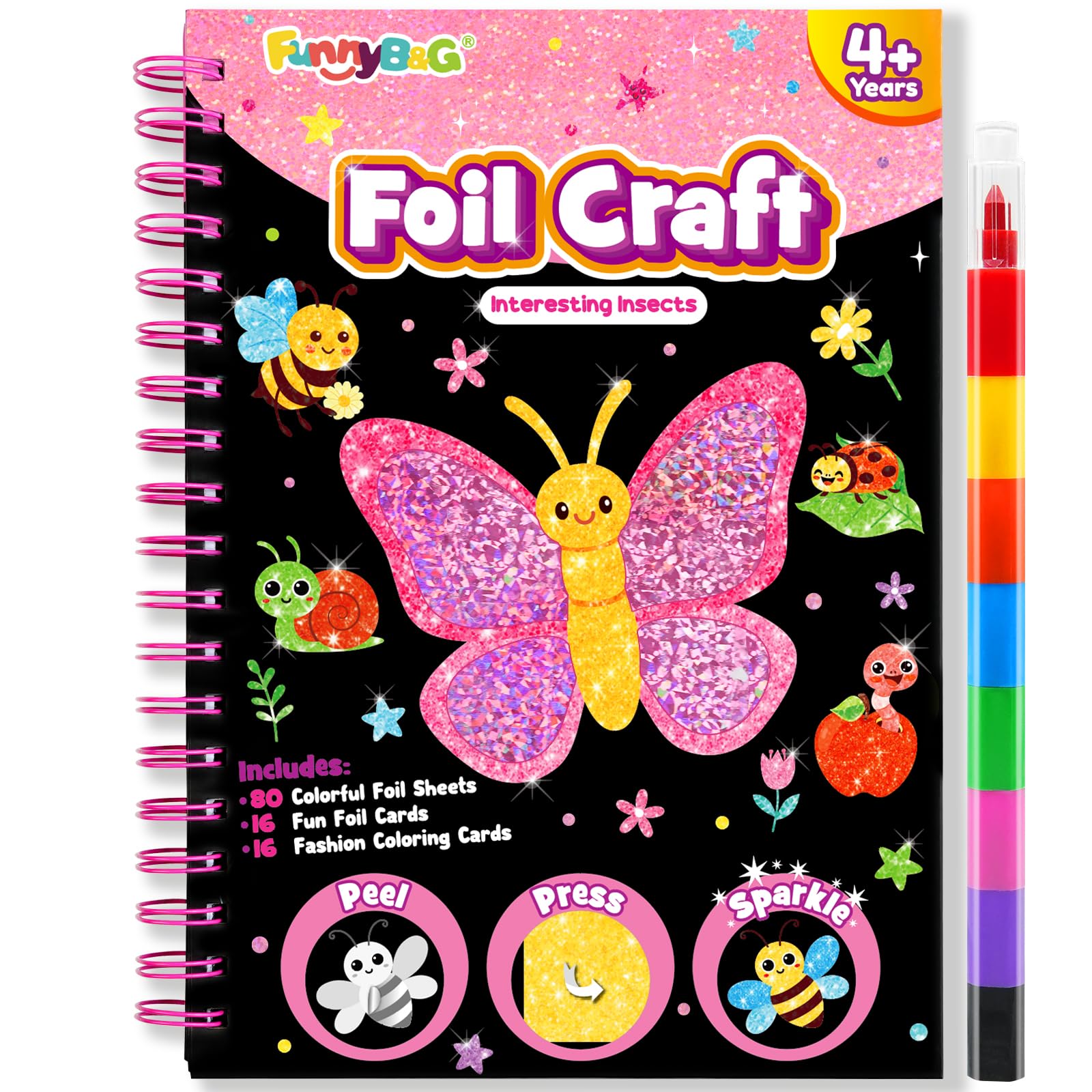 FUNNYB&G Manualidades infantiles con foil, Creativo Kit Manualidades niños, Juguete Niña Regalos Para de 3 4 5 6 7 8 9 12 Años Niño cumpleaños (Princesa) — view 17