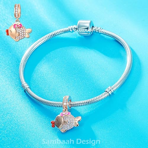 Miniatura 3 de Abalorios de oro rosa de plata esterlina para pulseras estilo Pandora - Cumpleañoscorazónala de ángelplumaestrella