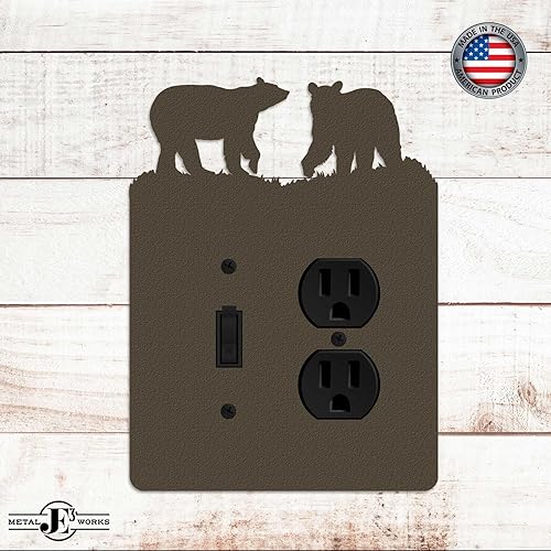 Miniatura 26 de Bear - Placa de pared para interruptor de luz (palanca simple, negro) - Fabricado en Estados Unidos Negro -,Marrón