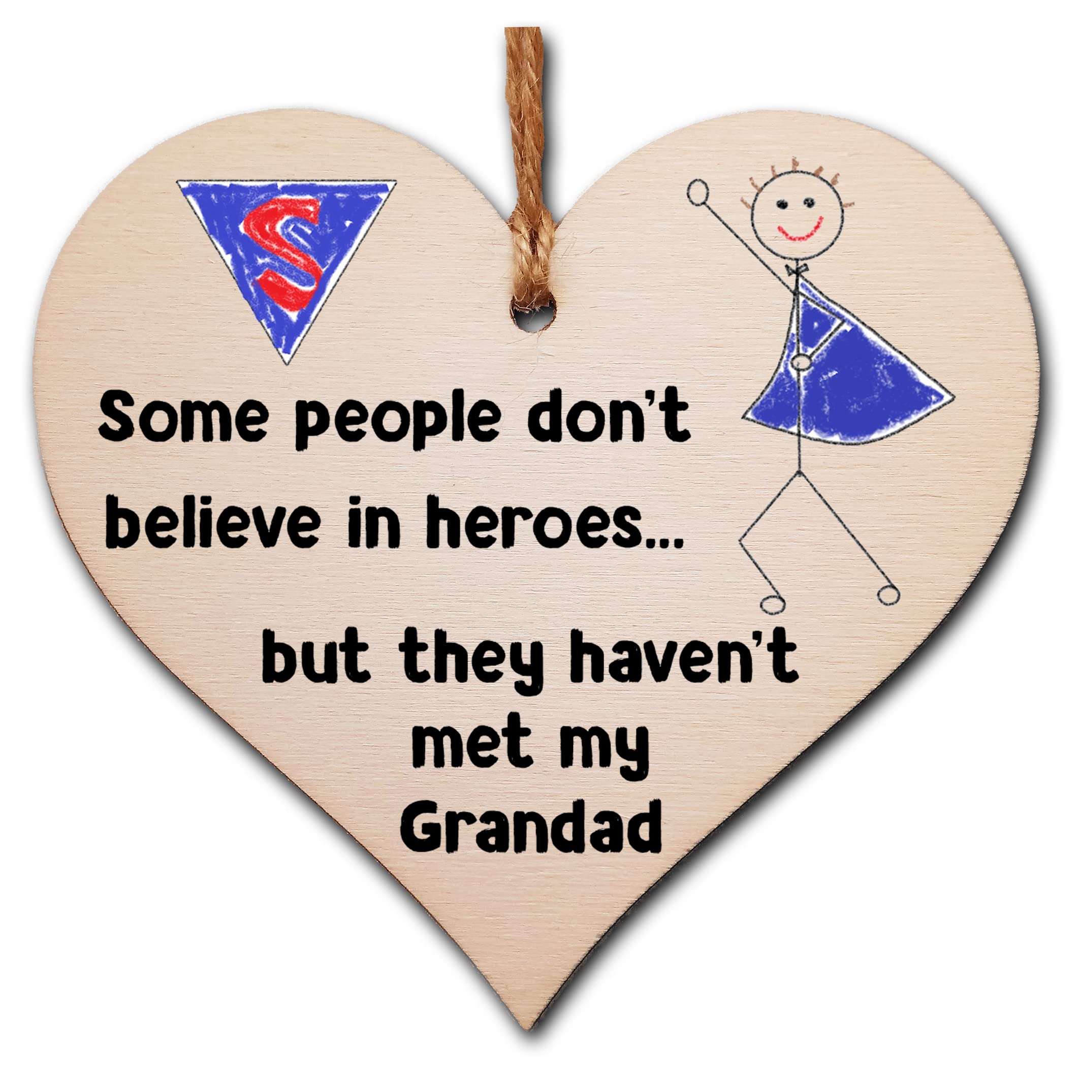 Gift In Can Red Handmade Wooden Hanging Heart Plaque Gift For Grandad Novelty Funny Keepsake