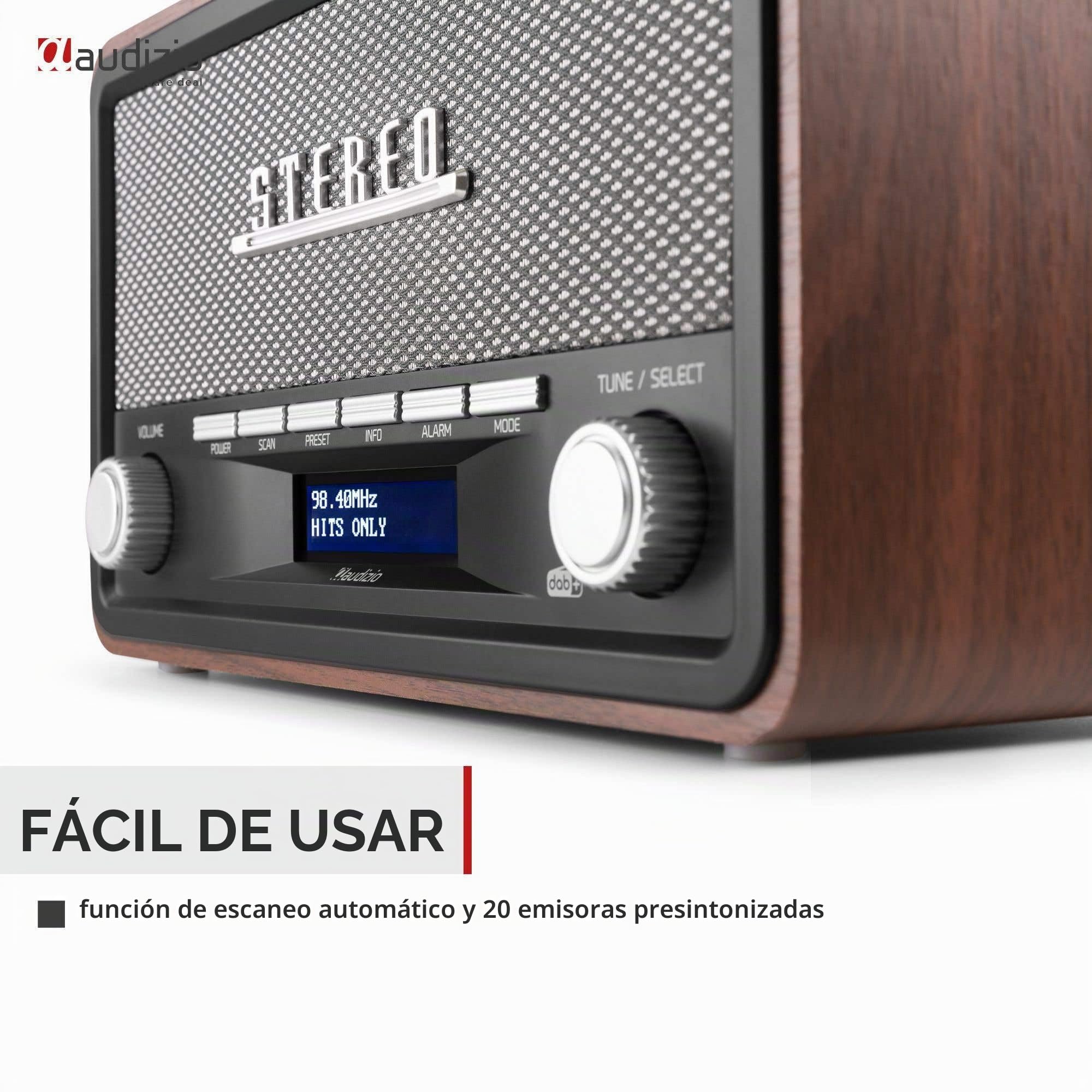 Audizio Foggia - Radio Dab+/FM Bluetooth Acabado Gris AUX Alarma Retro