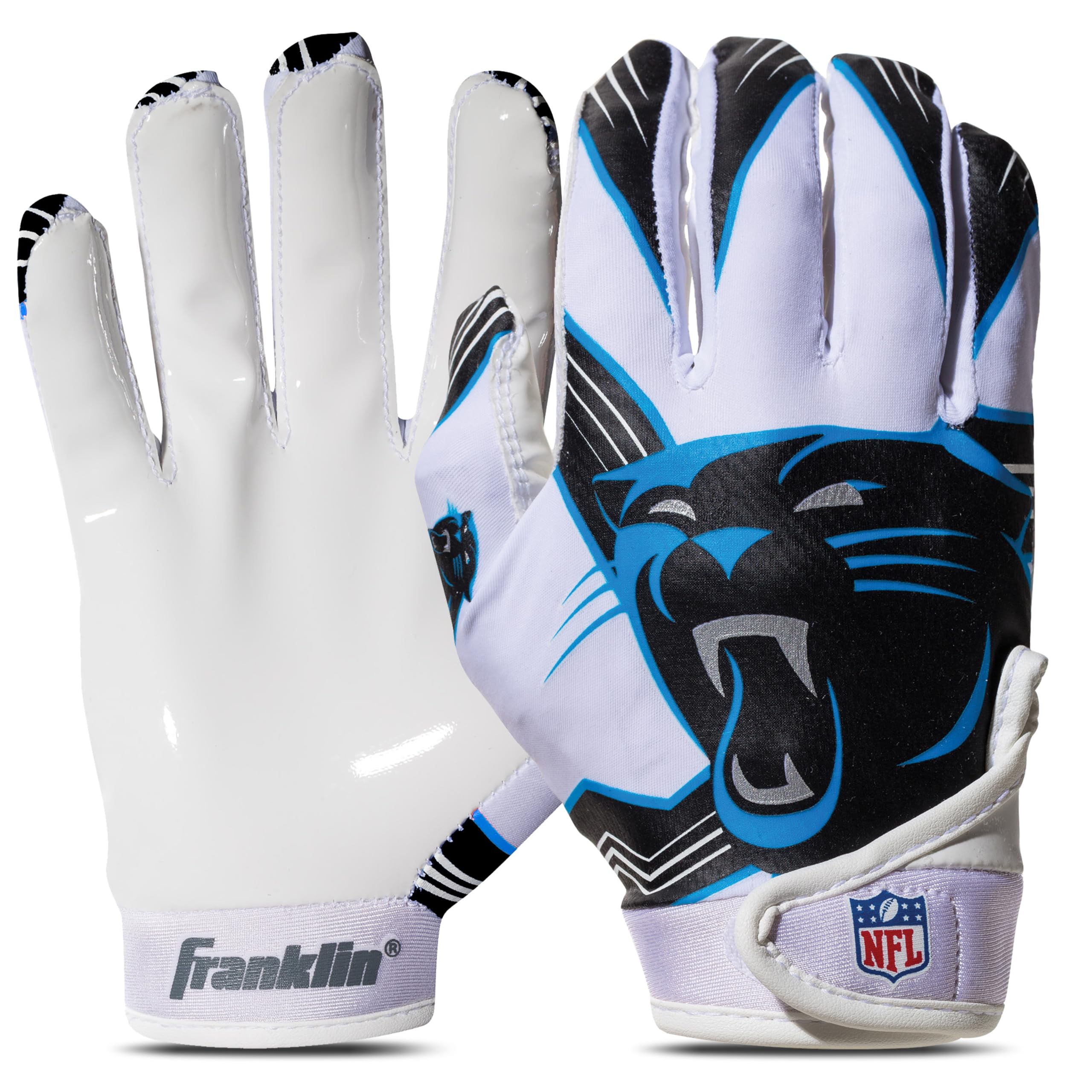 Youth NFL Football Receiver Gloves - Kids Football Gloves Pair - NFL Team Logos and Silicone Palm