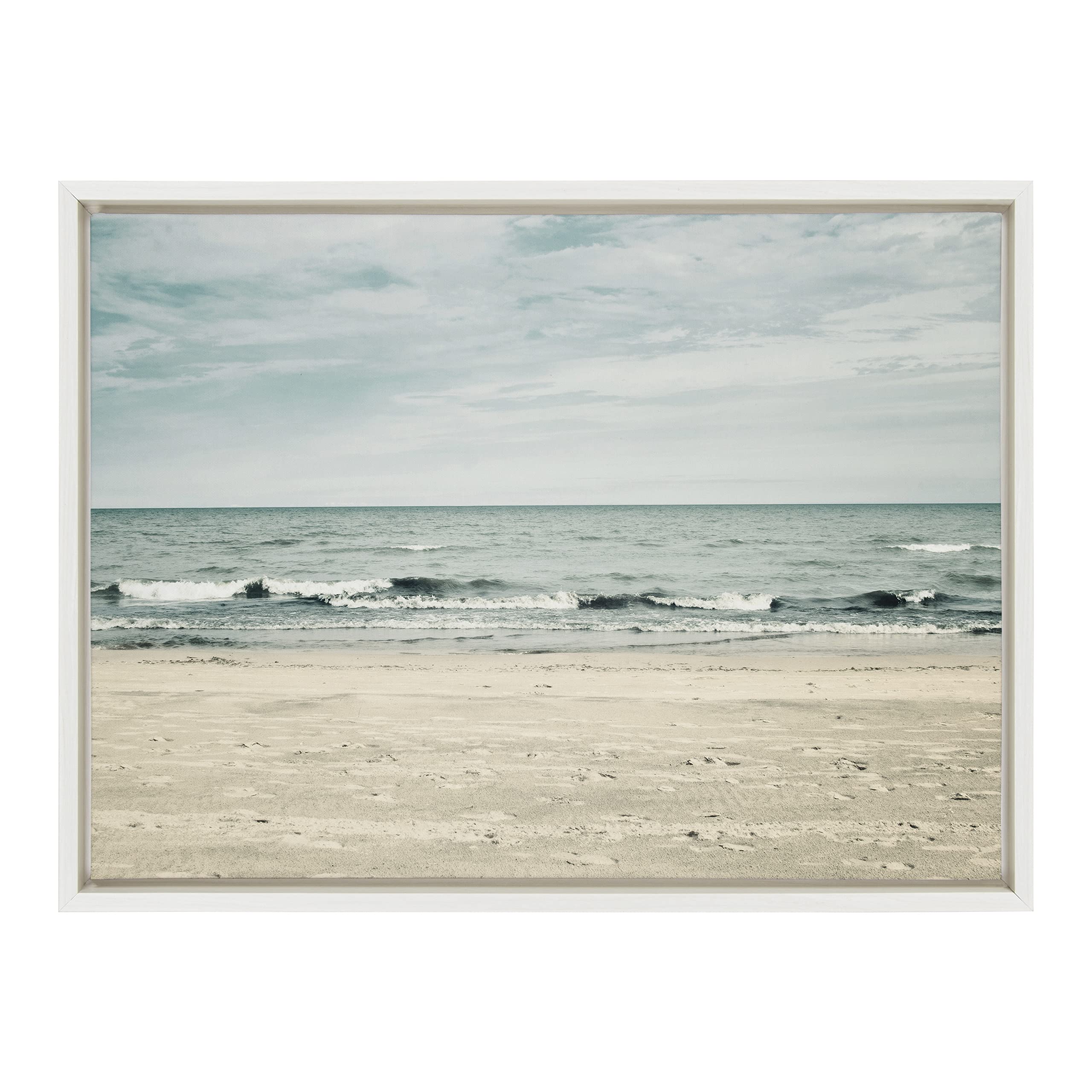 Kate and Laurel Sylvie Beach 2 Framed Canvas by Emiko and Mark Franzen of F2Images, 18x24, White