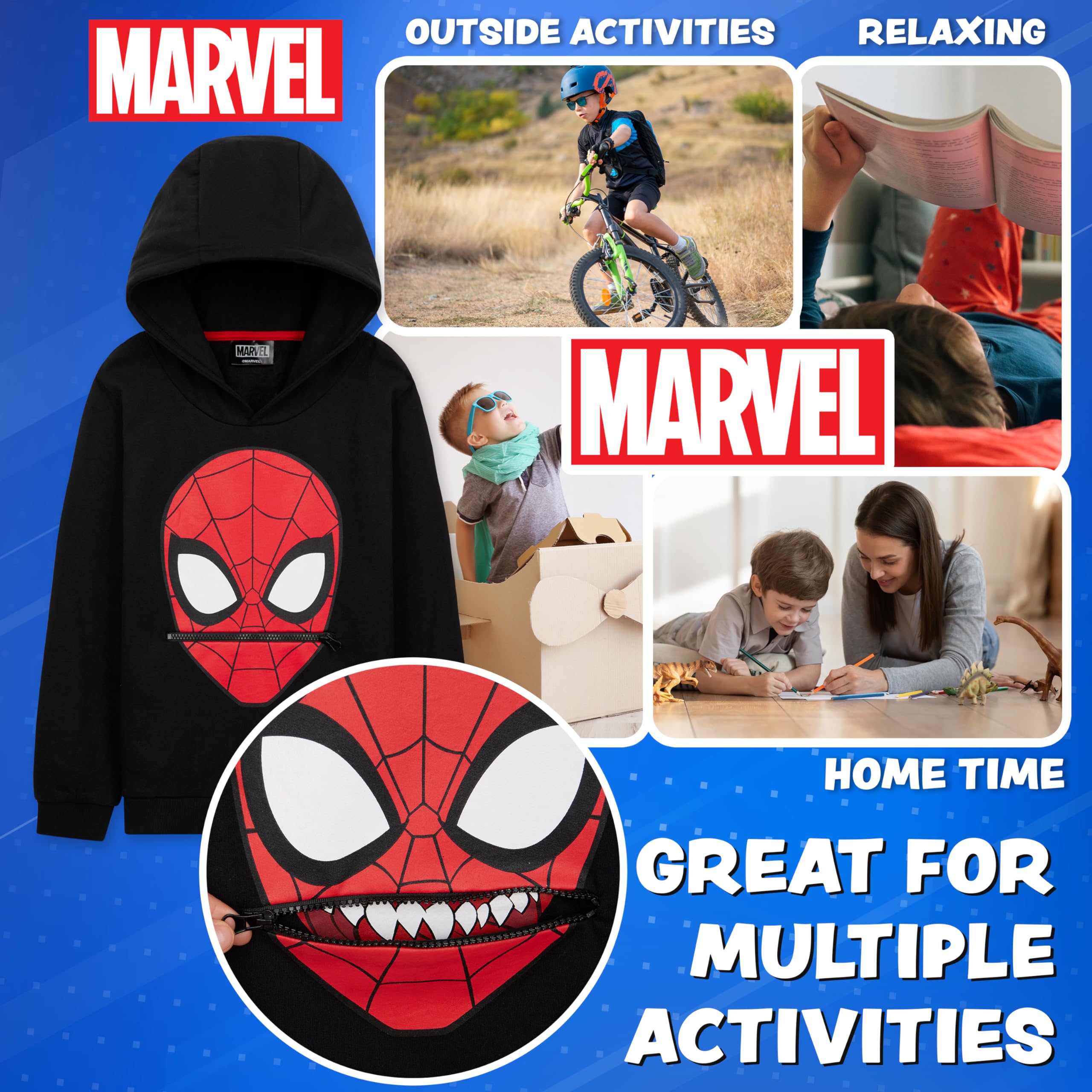 Marvel Chłopięca bluza z kapturem - Spiderman bluza z kapturem ciepła miękka odzież rekreacyjna odzież sportowa pulower 3-12 lat - prezenty dla chłopców