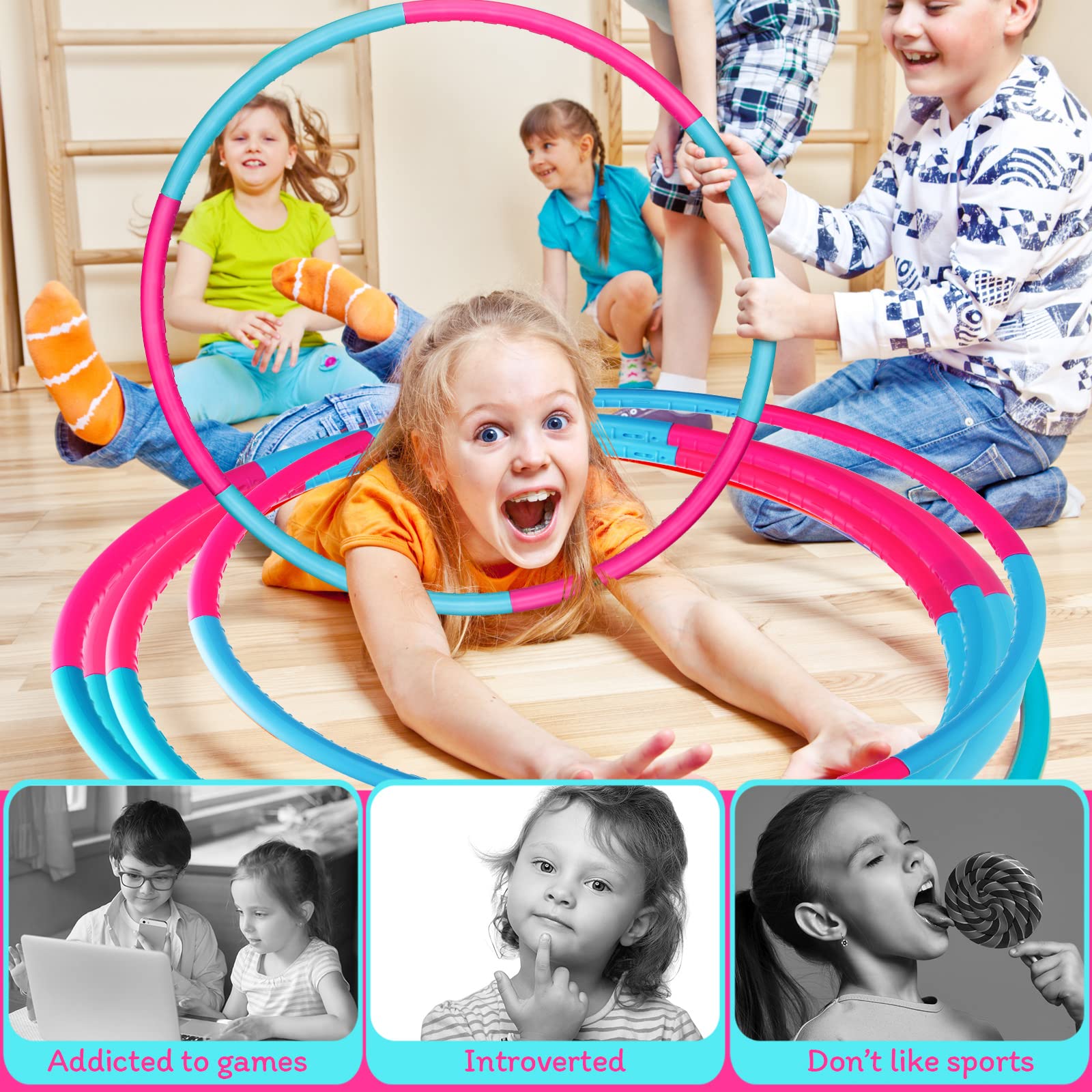 Hula Hoop Enfant 8 Sections | 70 Cm, 200 G | Plastique Réglable Amovible | 3 à 8 Ans | Fitness Danse Jeu