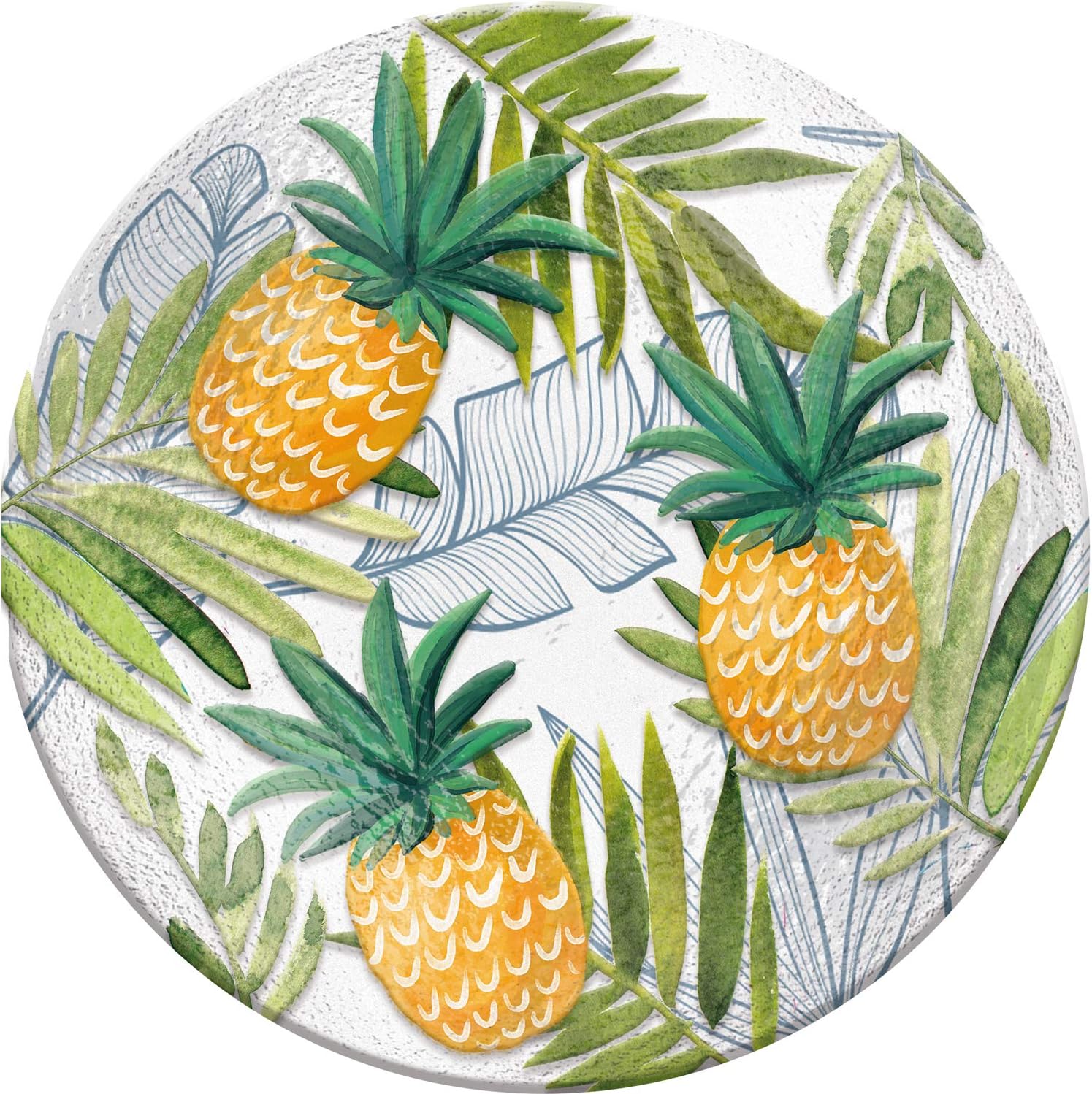 Evergreen Garden 18" Hand Painted Embossed Glass Bird Bath, Tropical Pineapple