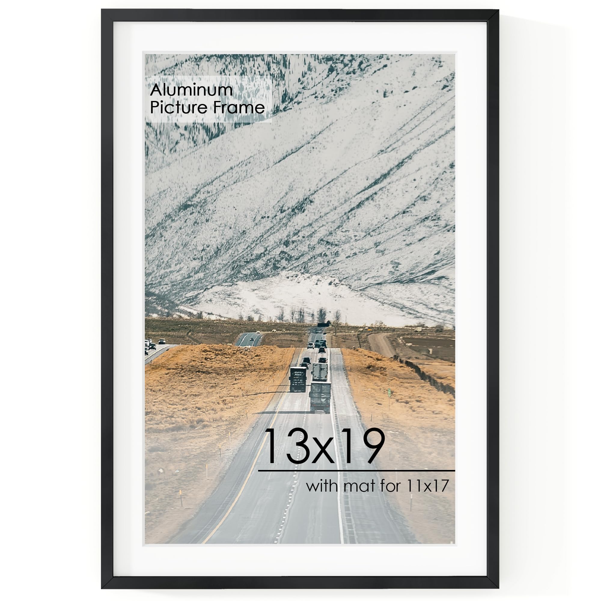 FLYJOE 13x19 Metal Picture Frame for Wall With Mat for 11x17