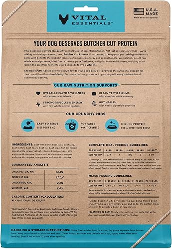 Miniatura 2 de Vital Essentials Alimento crudo liofilizado para perros, puntas crujientes de carne  Comida completa o batidora  Alimento para perros alto en