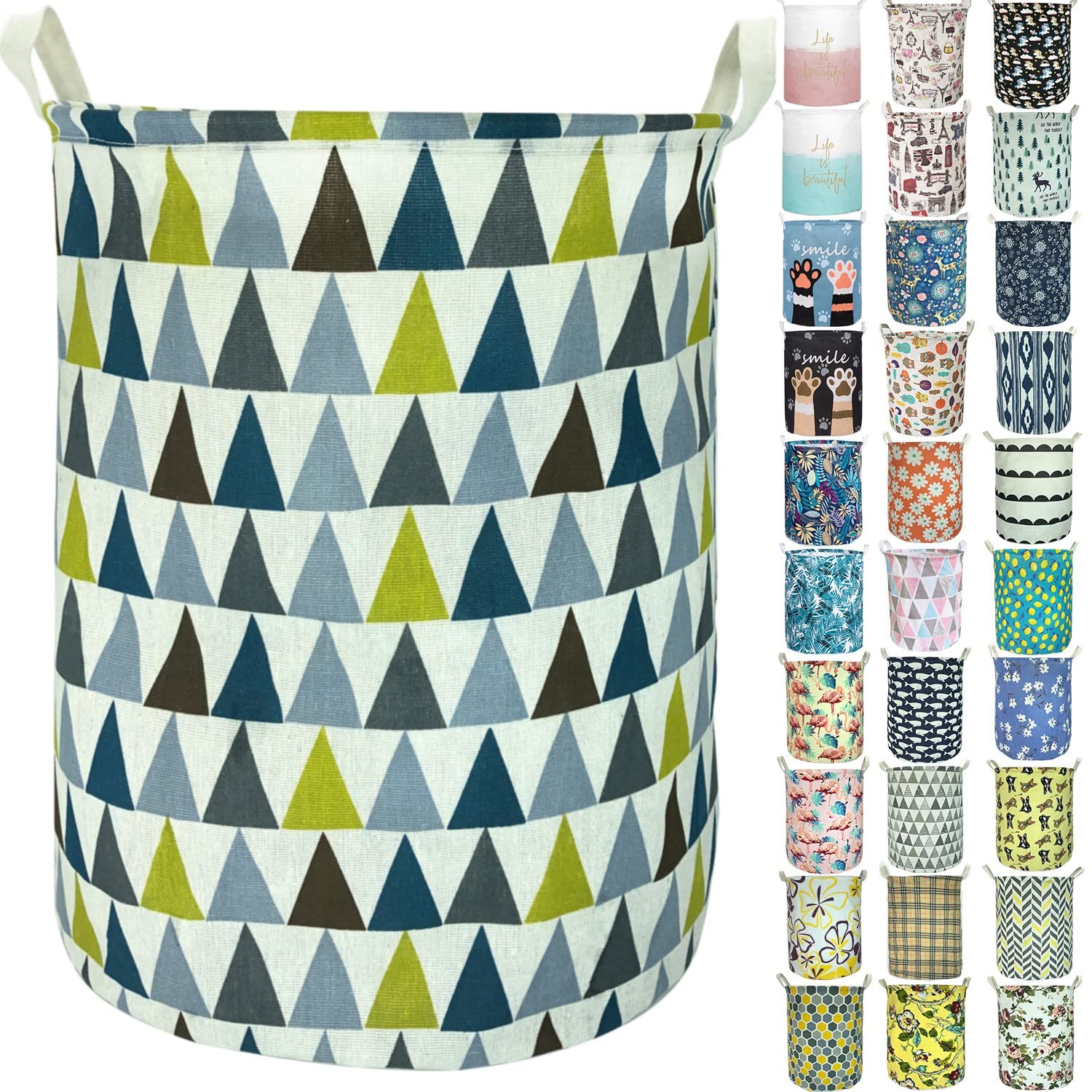 Aouker Merdes 19.7’’ Waterproof Foldable Laundry Hamper, Dirty Clothes Laundry Basket, Linen Bin Storage Organizer for Toy Collection (Triangle2)